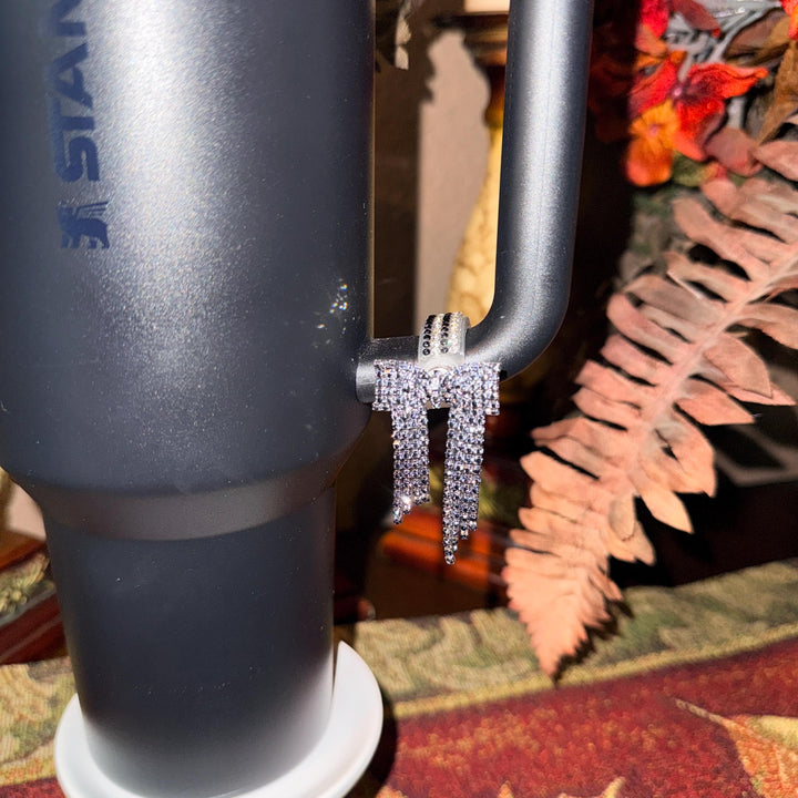 Beautiful Bow and Bling Rhinestone Cup Handle Clip – Magnetic Tumbler Charm Accessory