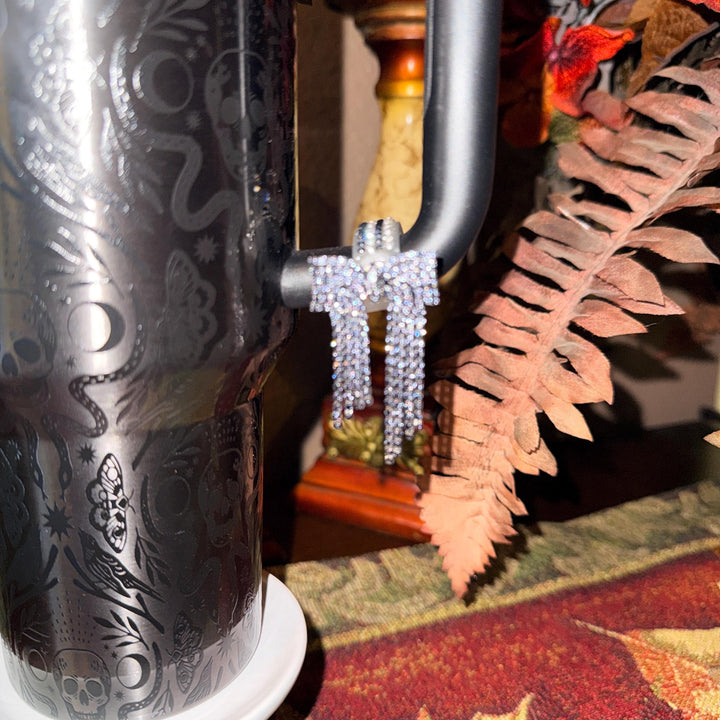 Beautiful Bow and Bling Rhinestone Cup Handle Clip – Magnetic Tumbler Charm Accessory