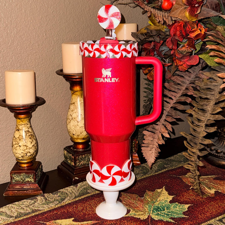 Christmas Candy Tumbler Accessory Collection, boot, Halo, Rose, straw topper, Red White, Protective Sleeve, unique gift