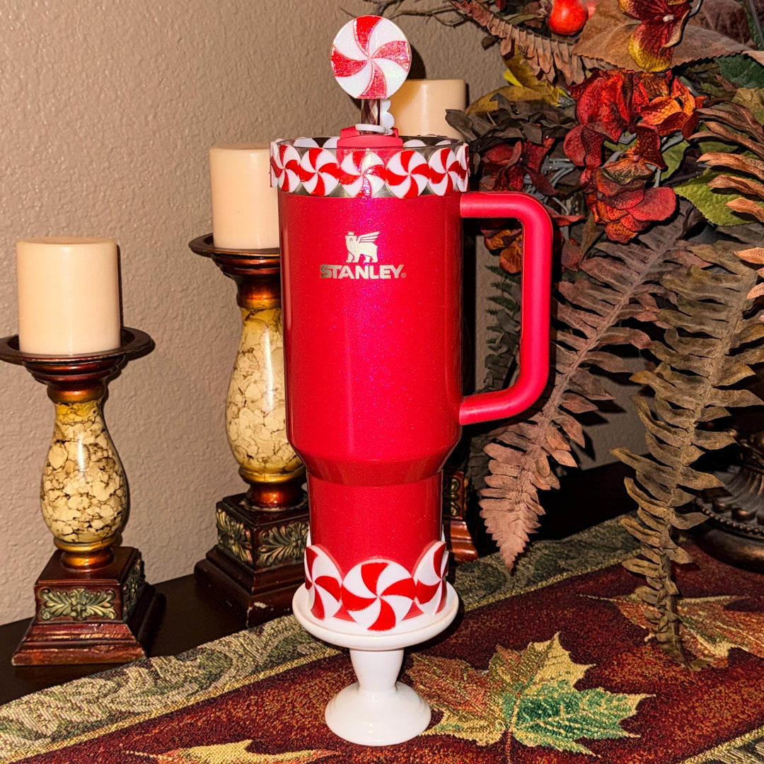 Christmas Candy Tumbler Accessory Collection, boot, Halo, Rose, straw topper, Red White, Protective Sleeve, unique gift