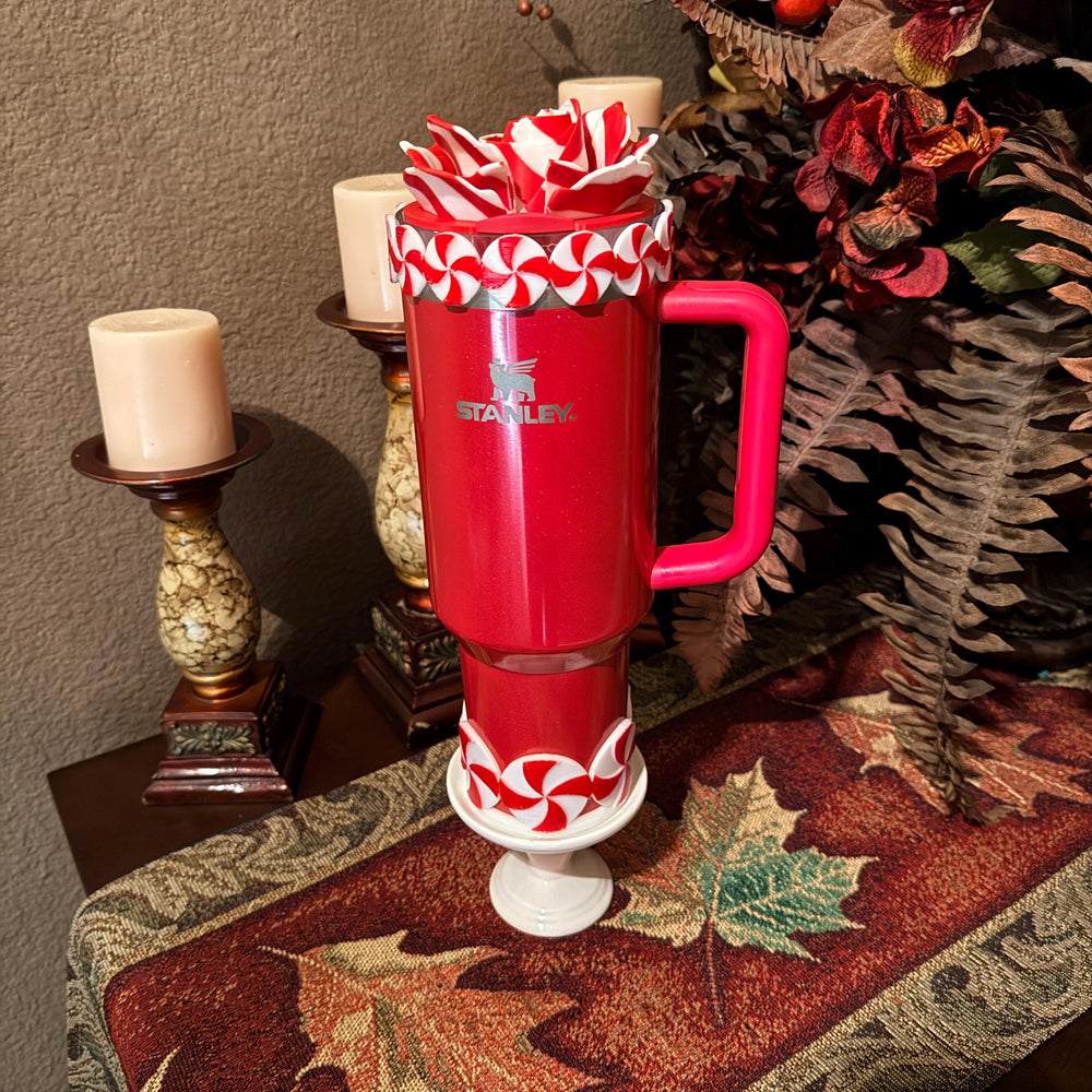 Christmas Candy Tumbler Accessory Collection, boot, Halo, Rose, straw topper, Red White, Protective Sleeve, unique gift