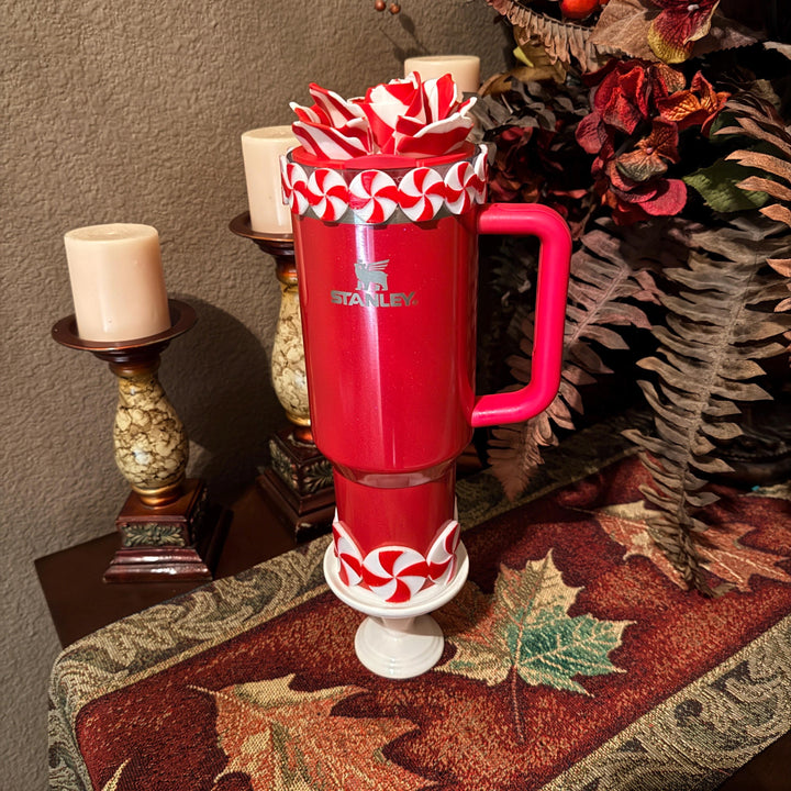 Christmas Candy Tumbler Accessory Collection, boot, Halo, Rose, straw topper, Red White, Protective Sleeve, unique gift