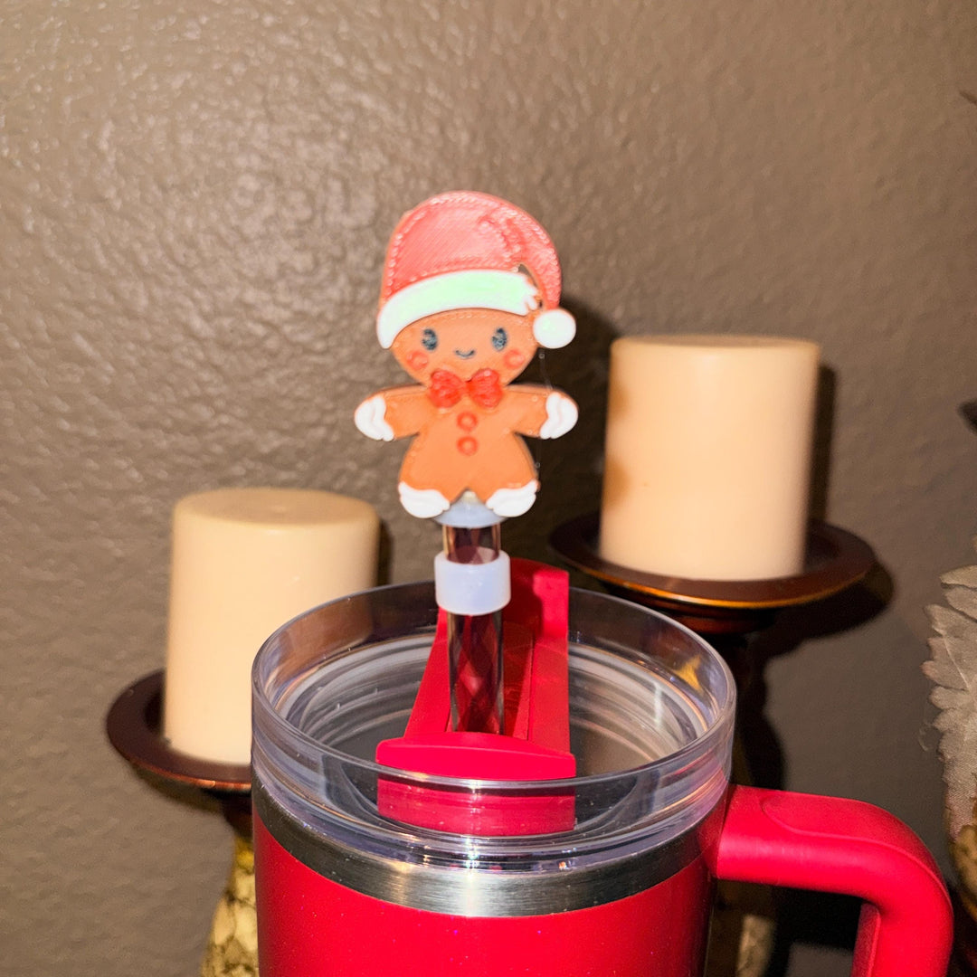 Gingerbread Man Santa Straw Cap, for Stanley 20 30 or 40 oz Tumblers, unique gift, Christmas accessories