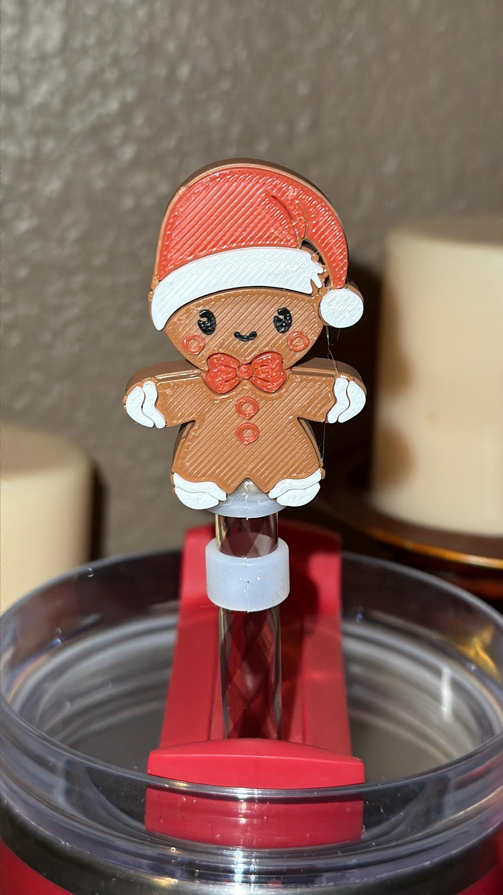 Gingerbread Man Santa Straw Cap, for Stanley 20 30 or 40 oz Tumblers, unique gift, Christmas accessories