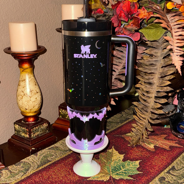 Spellcast Lavender Bat Tumbler boot or bangle, for Stanley 20 30 or 40 oz Tumblers, unique gift Halloween accessories