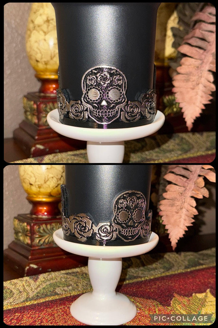 NEW Deadly Damask tumbler boot, for Stanley 20 30 or 40 oz Tumblers, unique gift Halloween accessories, black moth snake sugar skull