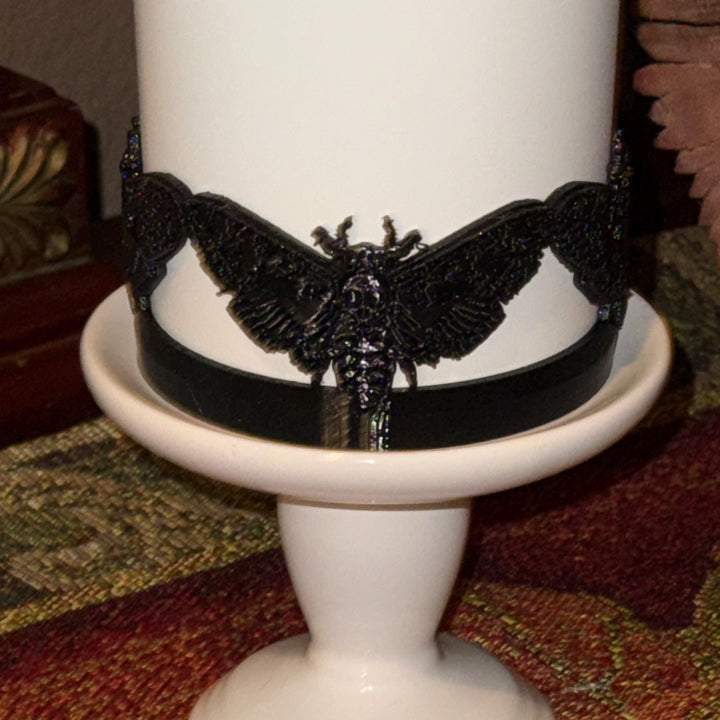 Black and Silver Moth Deadly Damask tumbler boot, for Stanley 20 30 or 40 oz Tumblers, unique gift Halloween accessories