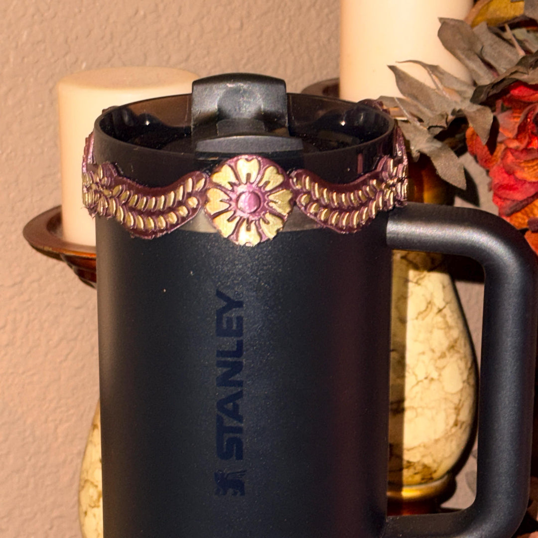 Deadly Catrina skull topper, boot and halo for Stanley 20 30 or 40 oz Tumblers, Halloween accessories, Day of the Dead, limited quantity