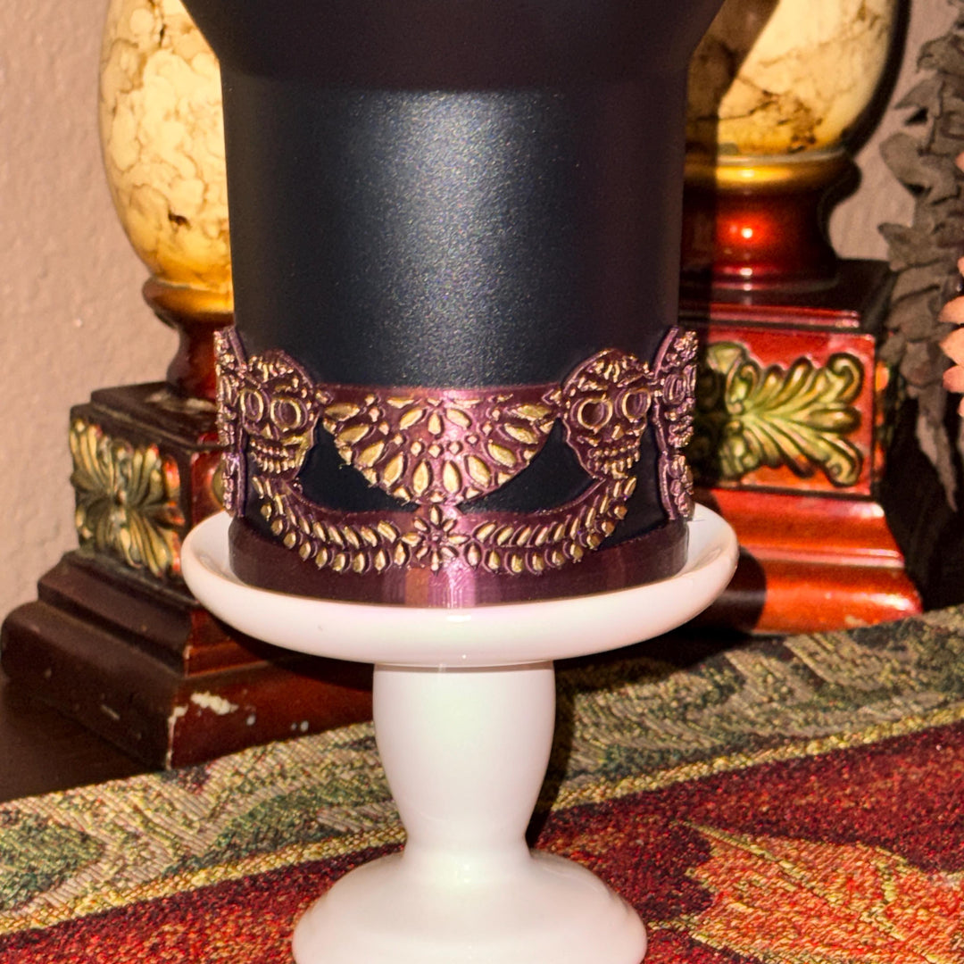Deadly Catrina skull topper, boot and halo for Stanley 20 30 or 40 oz Tumblers, Halloween accessories, Day of the Dead, limited quantity
