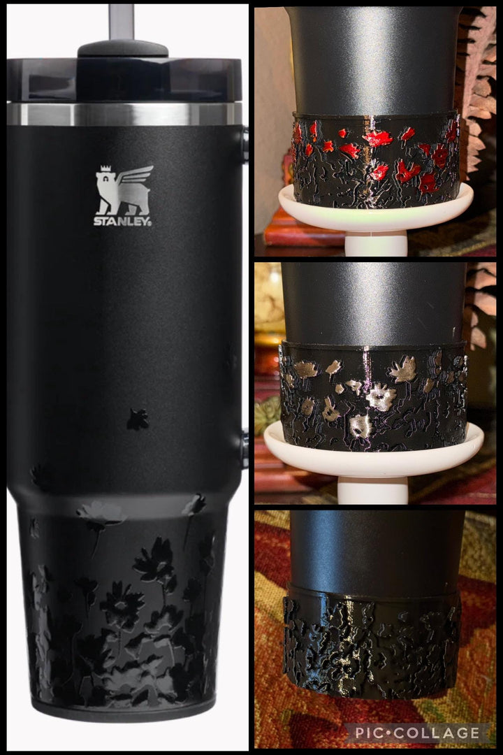 Black Midnight Ruby Floral tumbler boot, for Stanley 1913 x JENNIE collection 20 30 or 40 oz Tumblers, unique gift