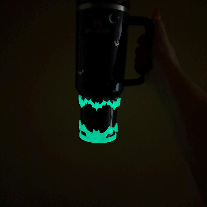 Midnight Bats Glow in the Dark or Black Bat Tumbler boot or bangle, for Stanley or HydroJug Tumblers, unique gift Halloween accessories