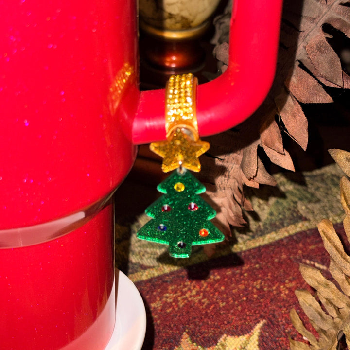 Beautiful Christmas Handle Clip Magnetic Tumbler Charm Accessory, fit 20/30 or 40 oz tumblers, unique gift, tree, Ho Ho Ho, reindeer, cookie