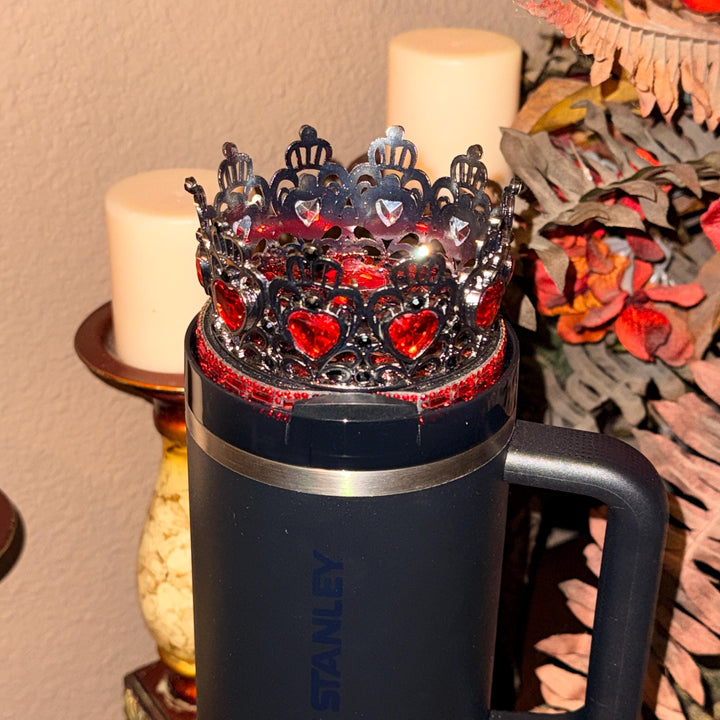 Gunmetal Black Ruby Red Skull or XL Crown tumbler topper, boot or halo Stanley 20 30 or 40 oz Tumblers, Halloween accessories