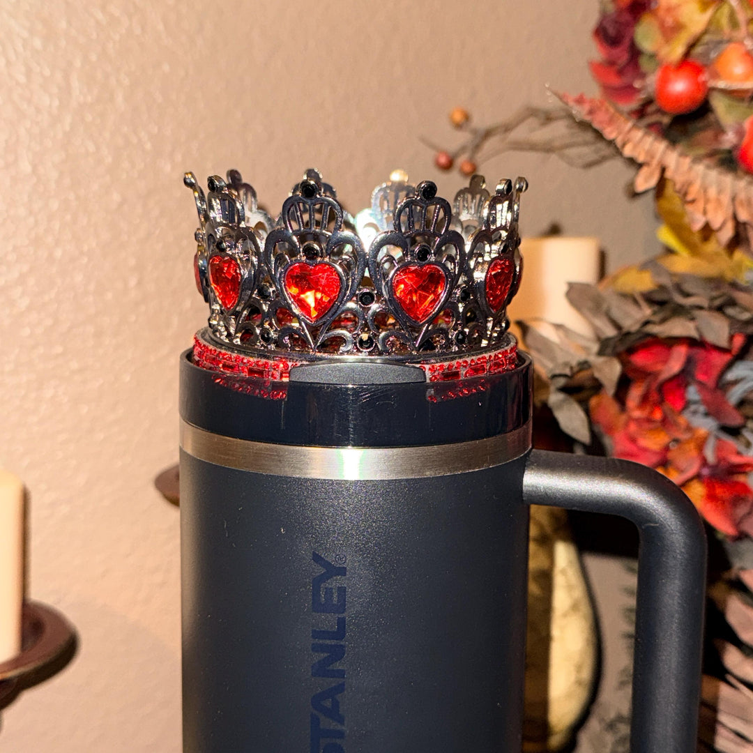 Gunmetal Black Ruby Red Skull or XL Crown tumbler topper, boot or halo Stanley 20 30 or 40 oz Tumblers, Halloween accessories