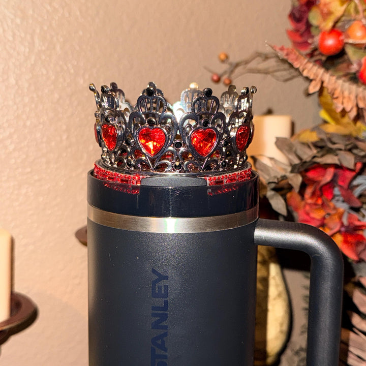 Gunmetal Black Ruby Red Skull or XL Crown tumbler topper, boot or halo Stanley 20 30 or 40 oz Tumblers, Halloween accessories
