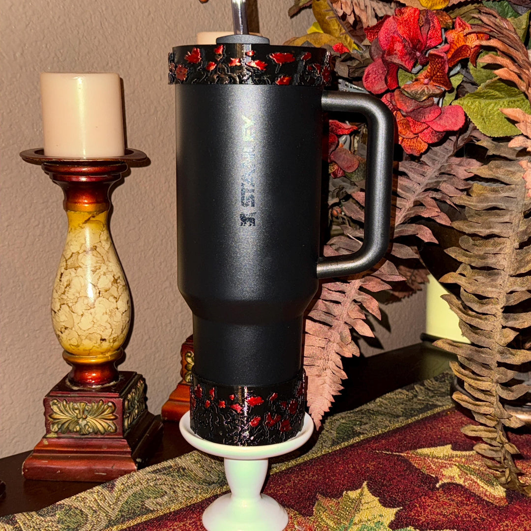 Black Midnight Ruby Floral tumbler boot, for Stanley 1913 x JENNIE collection 20 30 or 40 oz Tumblers, unique gift