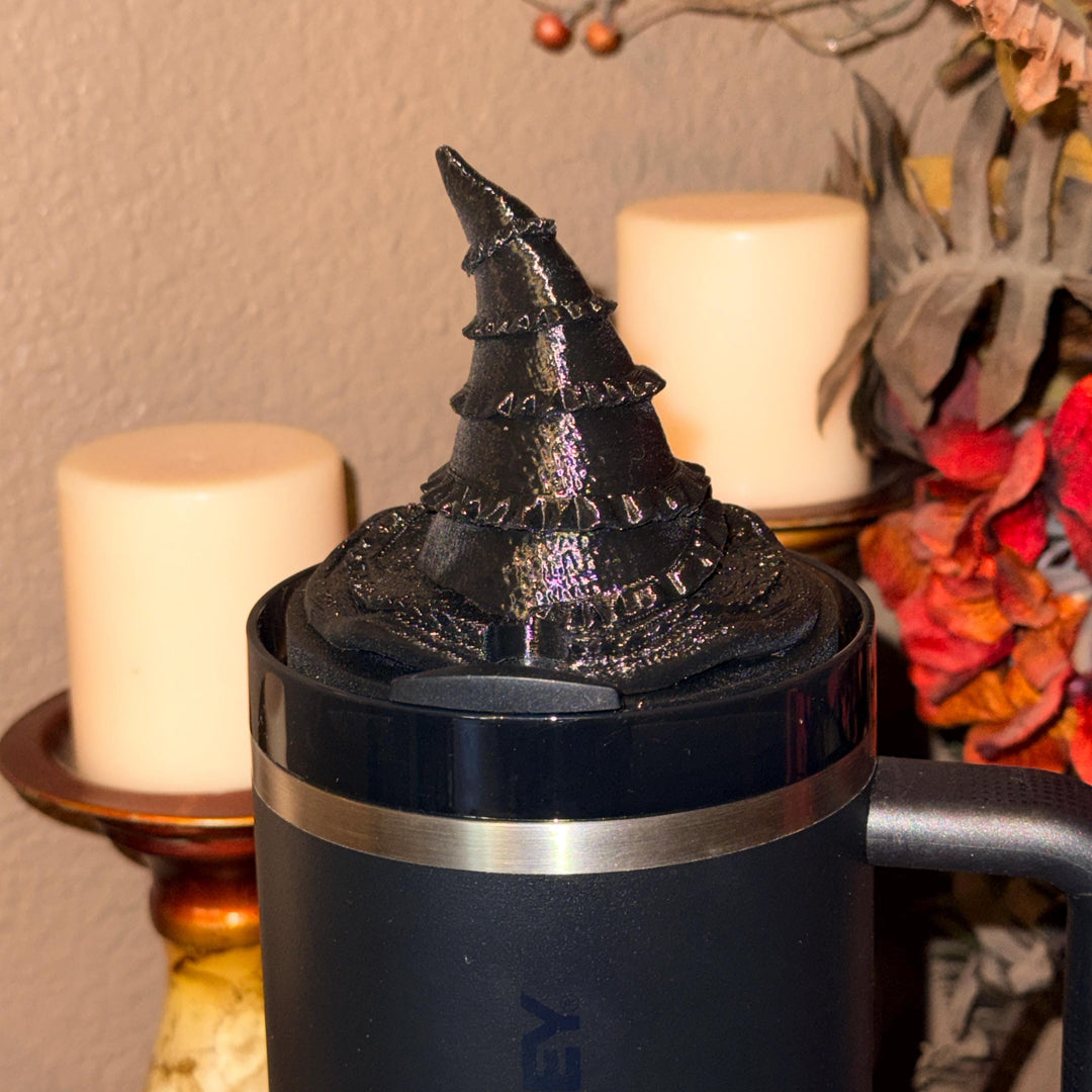 Wickedly Elphaba Witch Black Hat Tumbler Topper or Straw Topper, Unique Accessories that fit Stanley 20/30 ad 40 oz Tumblers