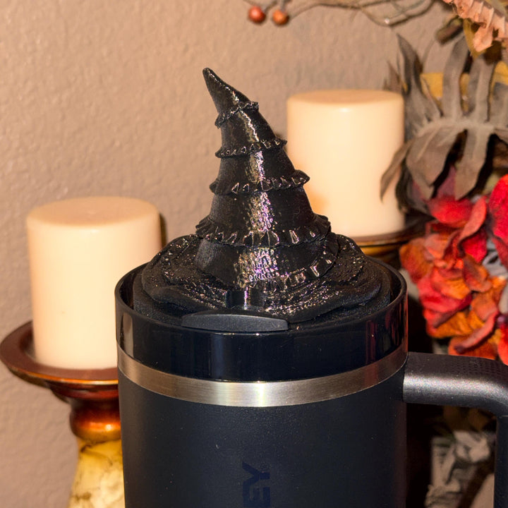 Wickedly Elphaba Witch Black Hat Tumbler Topper or Straw Topper, Unique Accessories that fit Stanley 20/30 ad 40 oz Tumblers