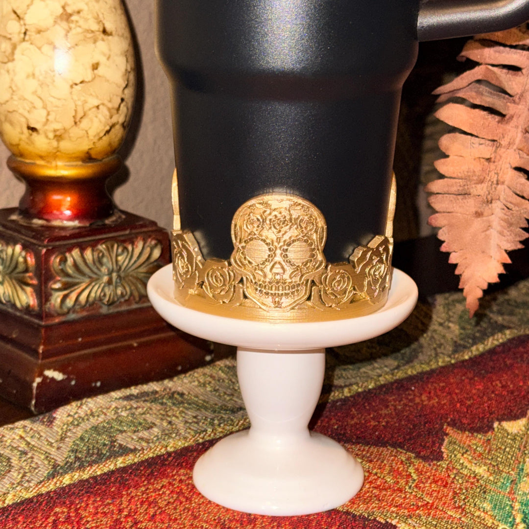 Deadly Catrina skull topper, boot and halo for Stanley 20 30 or 40 oz Tumblers, Halloween accessories, Day of the Dead, limited quantity