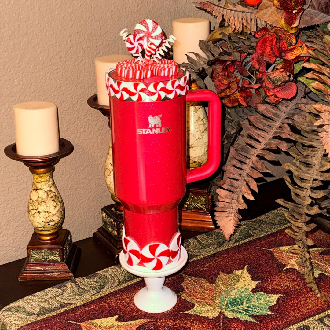 Christmas Candy Tumbler Accessory Collection, boot, Halo, Rose, straw topper, Red White, Protective Sleeve, unique gift