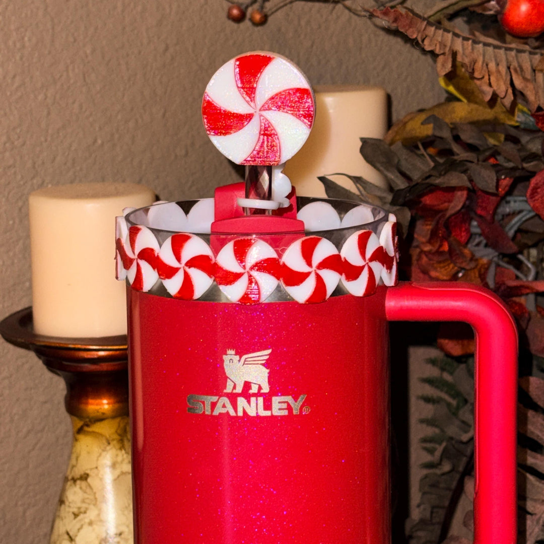 Christmas Candy Tumbler Accessory Collection, boot, Halo, Rose, straw topper, Red White, Protective Sleeve, unique gift