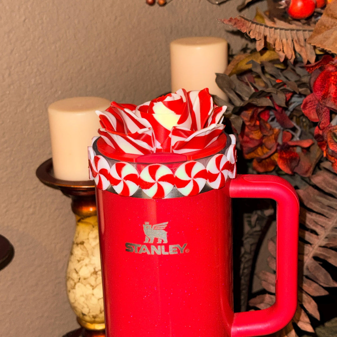 Christmas Candy Tumbler Accessory Collection, boot, Halo, Rose, straw topper, Red White, Protective Sleeve, unique gift