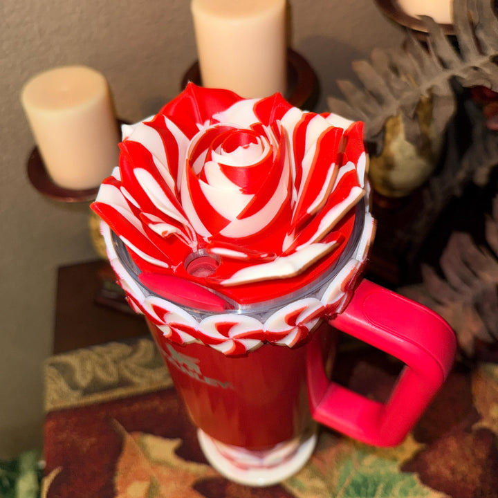 Christmas Candy Tumbler Accessory Collection, boot, Halo, Rose, straw topper, Red White, Protective Sleeve, unique gift
