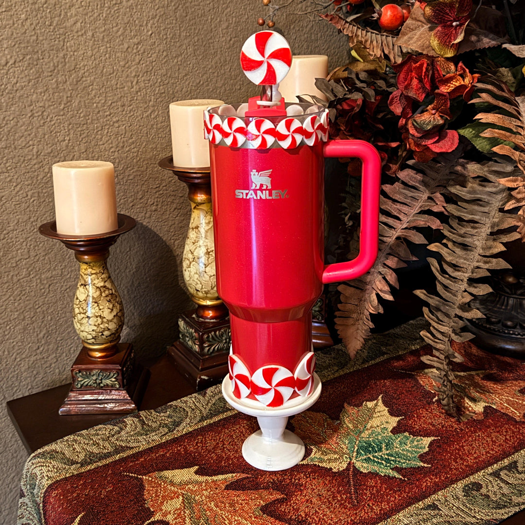 Christmas Candy Tumbler Accessory Collection, boot, Halo, Rose, straw topper, Red White, Protective Sleeve, unique gift