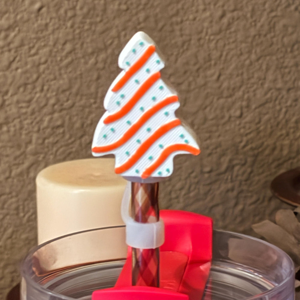 White Christmas Tree Straw Cap, for Stanley 20 30 or 40 oz Tumblers, unique gift, Christmas accessories