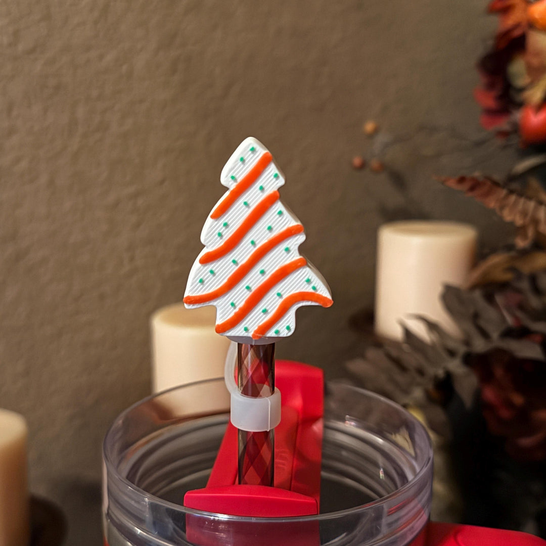White Christmas Tree Straw Cap, for Stanley 20 30 or 40 oz Tumblers, unique gift, Christmas accessories