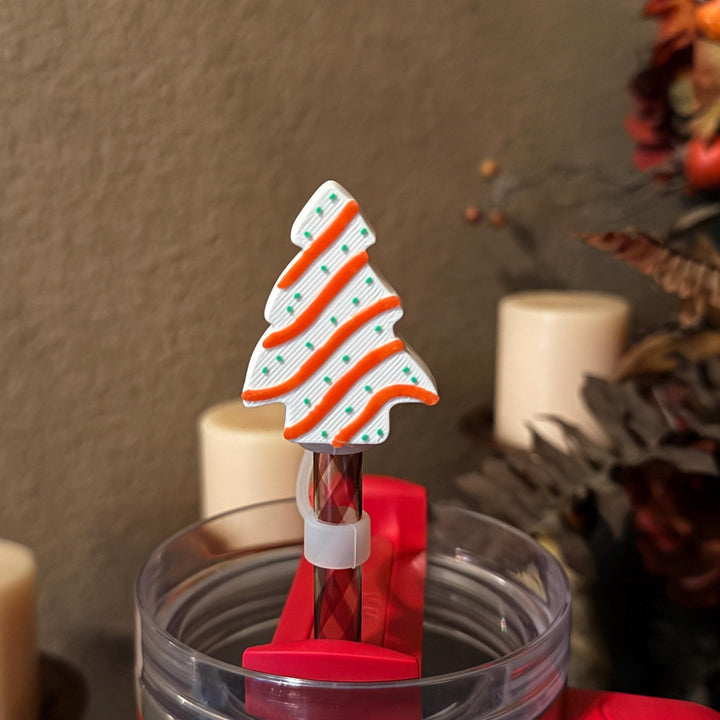 White Christmas Tree Straw Cap, for Stanley 20 30 or 40 oz Tumblers, unique gift, Christmas accessories