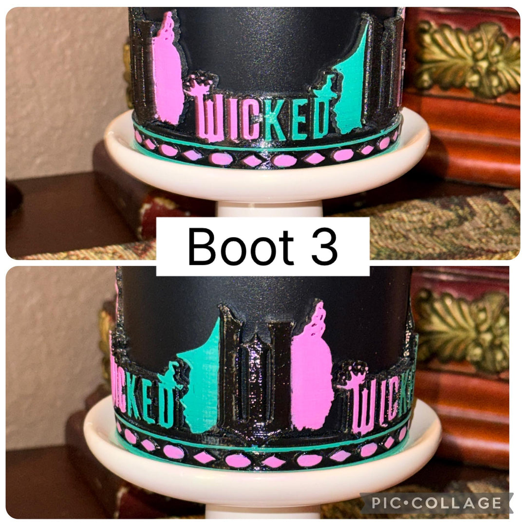 Good and Wicked Witch Black Pink Green Tumbler Boot Accessories that fit Stanley 20/30 ad 40 oz Tumblers