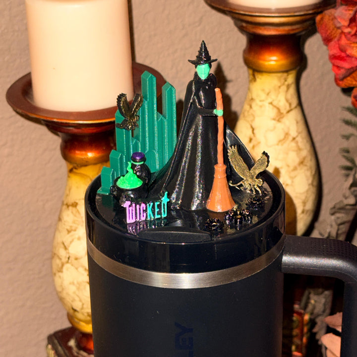 Wickedly Good Witch Black Pink Green Tumbler Accessories that fit Stanley 20/30 ad 40 oz Tumblers