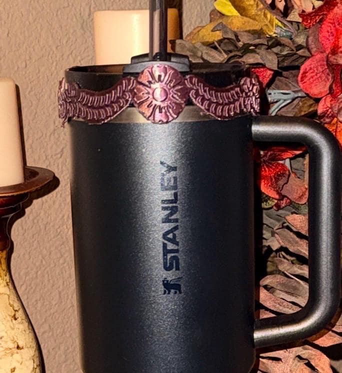 Deadly Catrina skull topper, boot and halo for Stanley 20 30 or 40 oz Tumblers, Halloween accessories, Day of the Dead, limited quantity