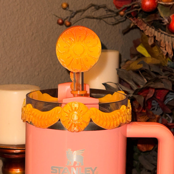 Sunrise Catrina boot and halo for Stanley 20 30 or 40 oz Tumblers, Halloween accessories, Day of the Dead, Dia de los Muertos