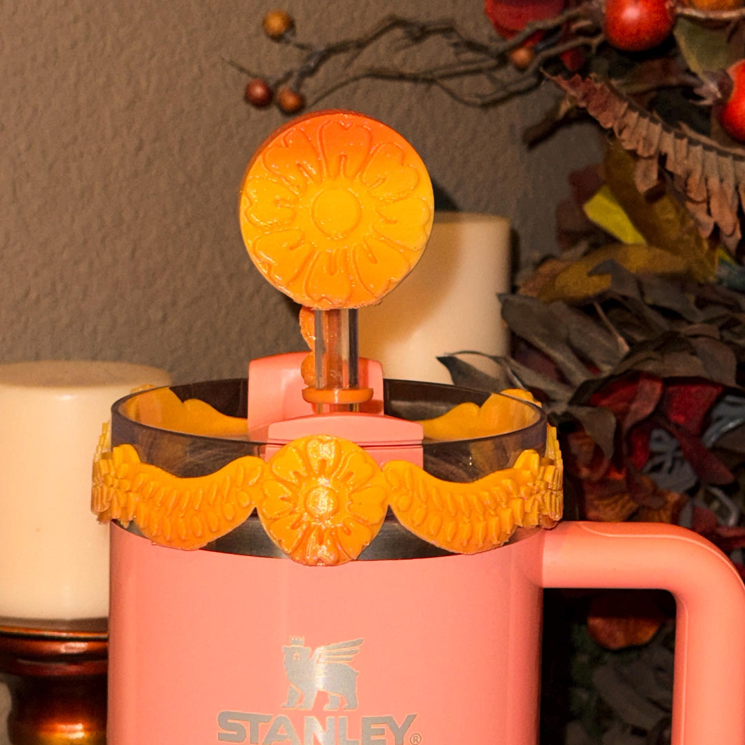 Sunrise Catrina boot and halo for Stanley 20 30 or 40 oz Tumblers, Halloween accessories, Day of the Dead, Dia de los Muertos