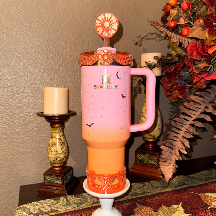 Sunrise Catrina boot and halo for Stanley 20 30 or 40 oz Tumblers, Halloween accessories, Day of the Dead, Dia de los Muertos