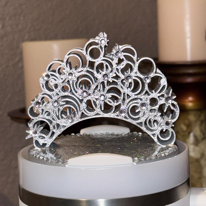 Good Witch Rhinestone Silver Crown Lid Topper for your Glinda Stanley tumbler, 20 30 40 oz