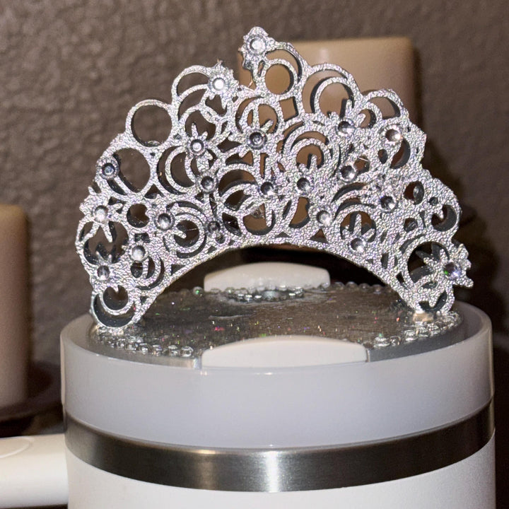 Good Witch Rhinestone Silver Crown Lid Topper for your Glinda Stanley tumbler, 20 30 40 oz