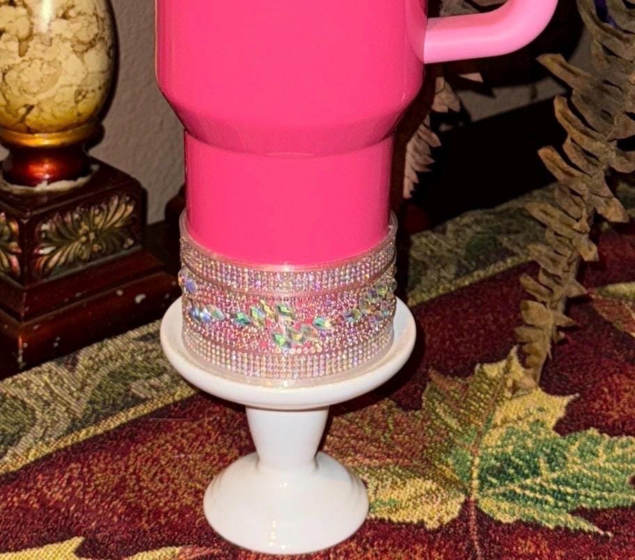 Flat Fancy Iridescent Rhinestone Tumbler Princess Collection, Stanley accessories, unique gift Crown Halo Boot Straw Topper Bow BEST SELLER