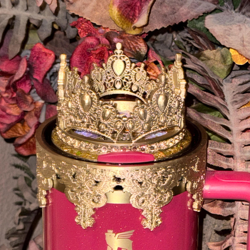 Gold Fancy Damask Lace Tumbler Boot or Halo, Tumbler Boot Sleeve, fits your Stanley Tumblers, Unique Gift