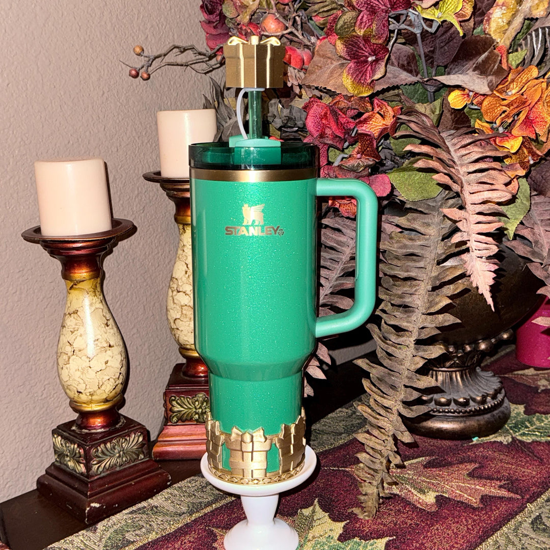 Gold Fancy Damask Lace Tumbler Boot or Halo, Tumbler Boot Sleeve, fits your Stanley Tumblers, Unique Gift