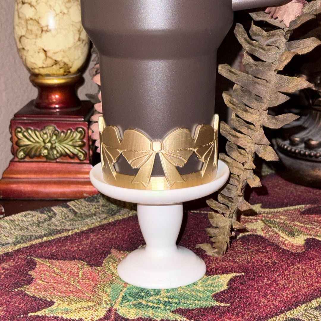 Gold Coquette Bow Tumbler Boot, Shimmery Stylish Sleeve, Princess Queen, Fits Stanley Meoky, Simple Modern, Owala, Protective Sleeve