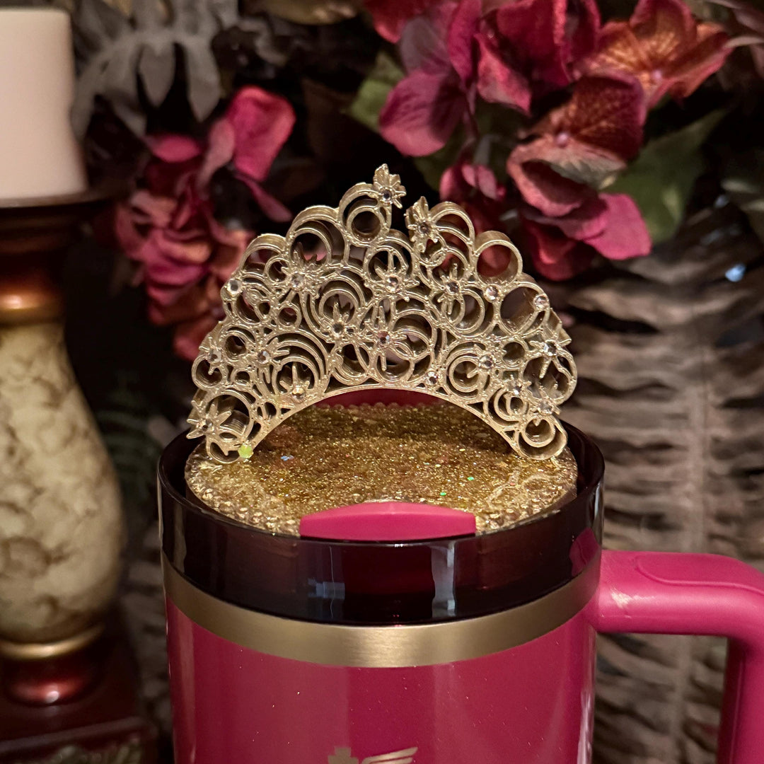 Good Witch Rhinestone Silver Crown Lid Topper for your Glinda Stanley tumbler, 20 30 40 oz