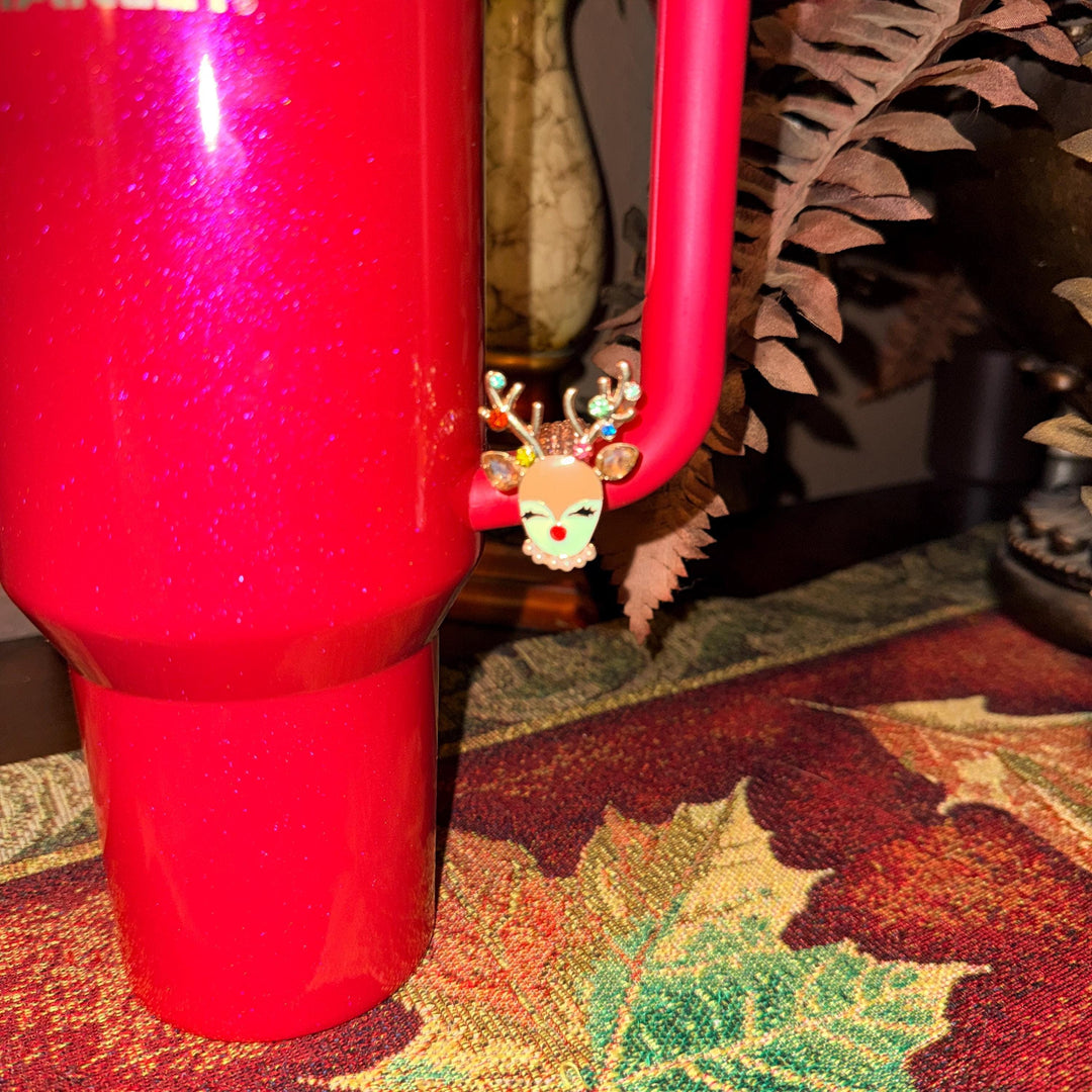 Beautiful Christmas Handle Clip Magnetic Tumbler Charm Accessory, fit 20/30 or 40 oz tumblers, unique gift, tree, Ho Ho Ho, reindeer, cookie