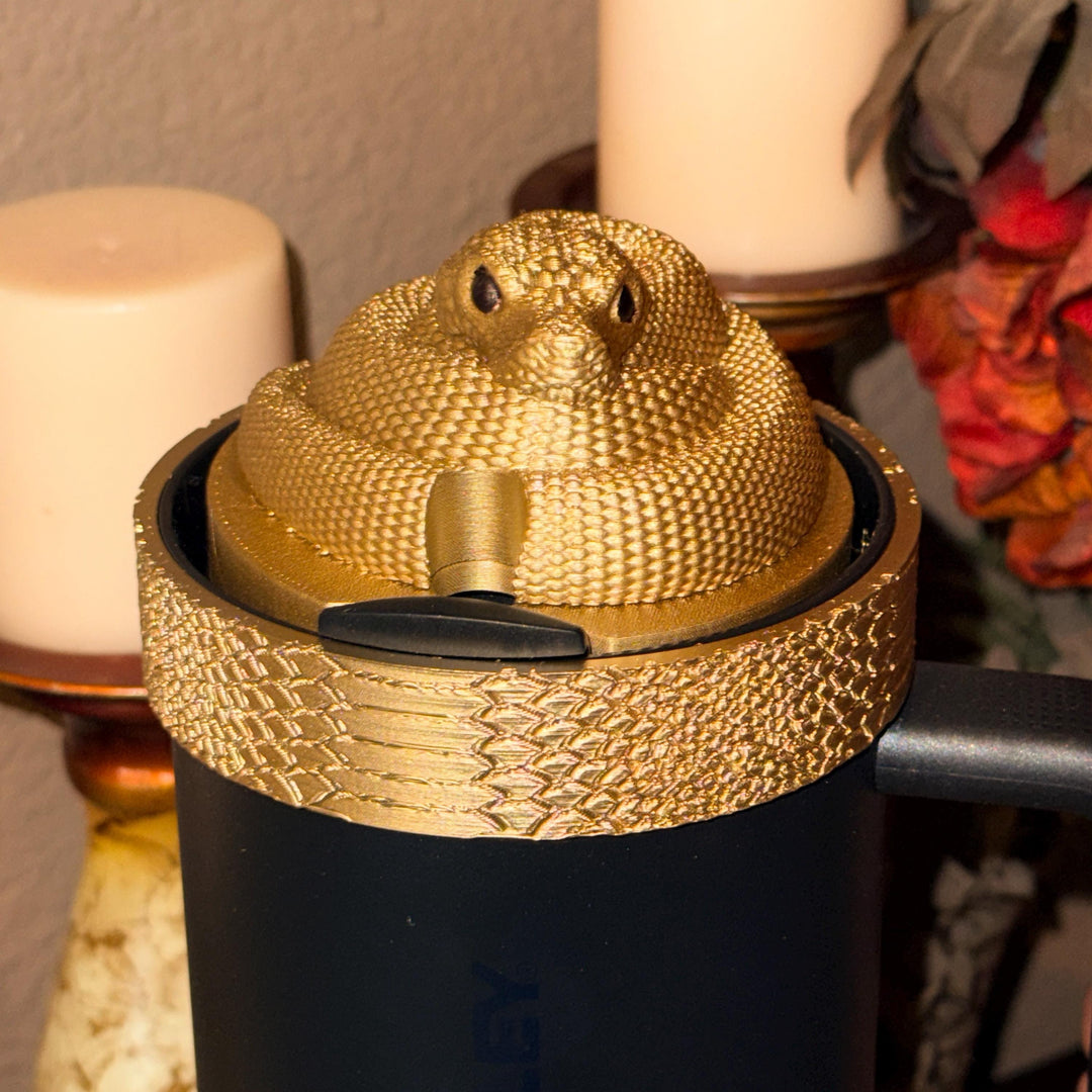 Snake and Snakeskin Gold Tumbler Accessories, boot, halo, lid topper, unique trending gifts for Stanley 20 30 40 oz Luxe Collection.