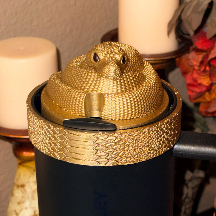 Snake and Snakeskin Gold Tumbler Accessories, boot, halo, lid topper, unique trending gifts for Stanley 20 30 40 oz Luxe Collection.