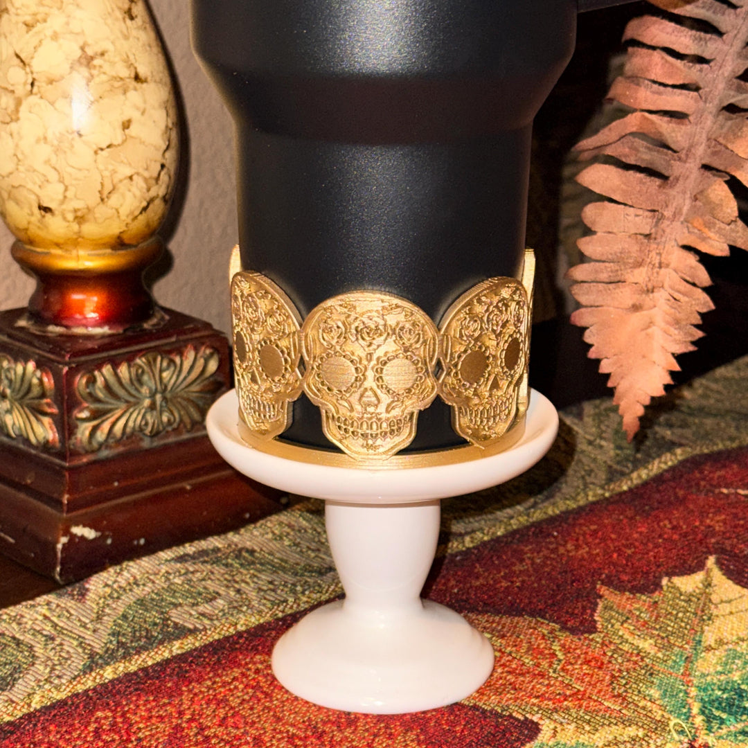 Deadly Catrina skull topper, boot and halo for Stanley 20 30 or 40 oz Tumblers, Halloween accessories, Day of the Dead, limited quantity