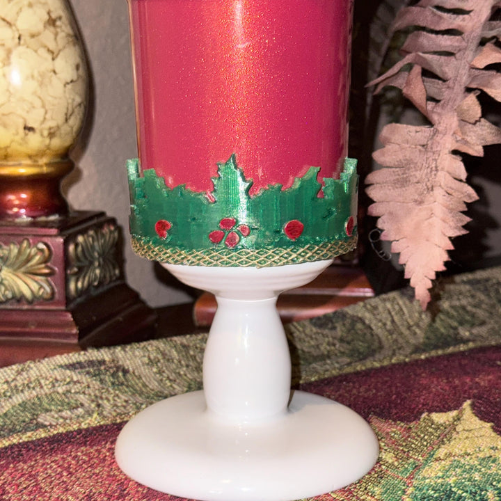 Christmas Mistletoe Holly Tumbler Boot or Topper, Hand Painted Protective Sleeve, Fit 20 30 oz and 40 oz Stanley Accessories