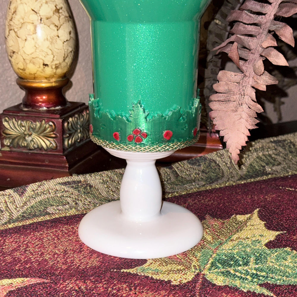 Christmas Mistletoe Holly Tumbler Boot or Topper, Hand Painted Protective Sleeve, Fit 20 30 oz and 40 oz Stanley Accessories